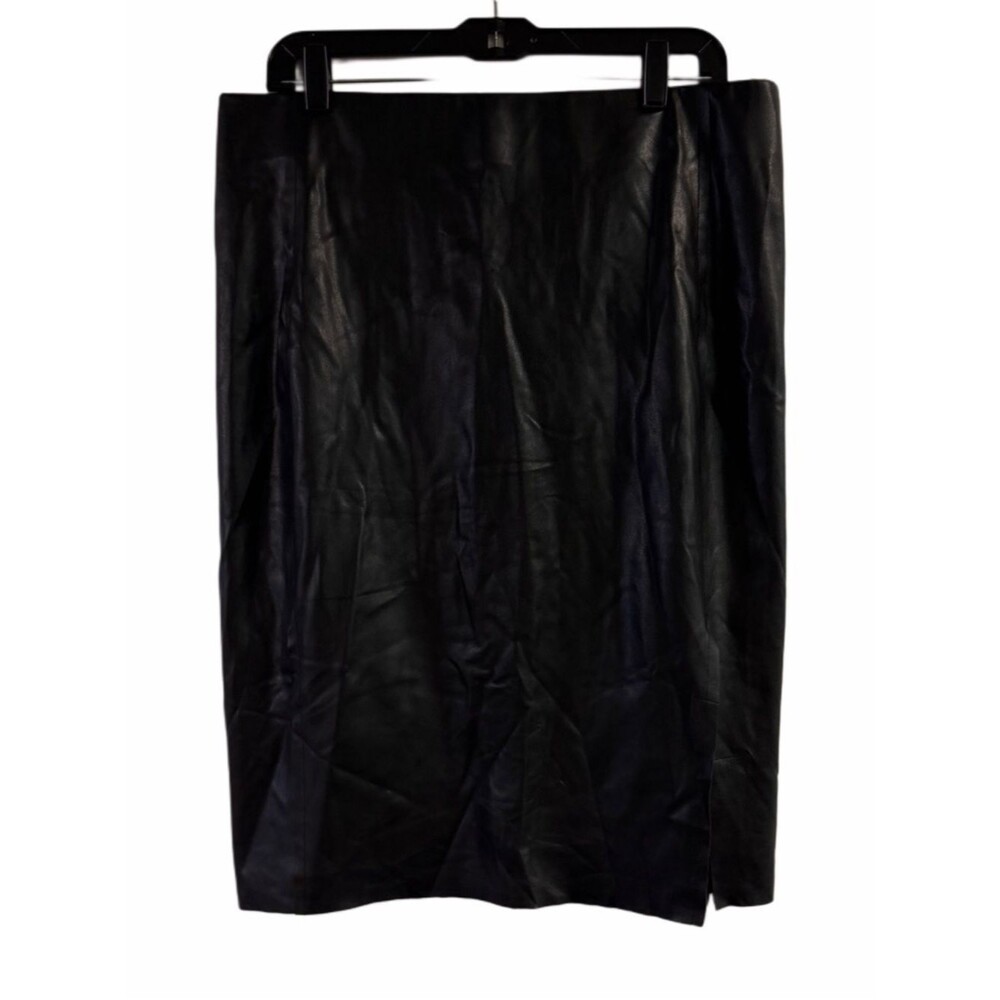 NWT Loft Faux Leather Black Skirt Size 14